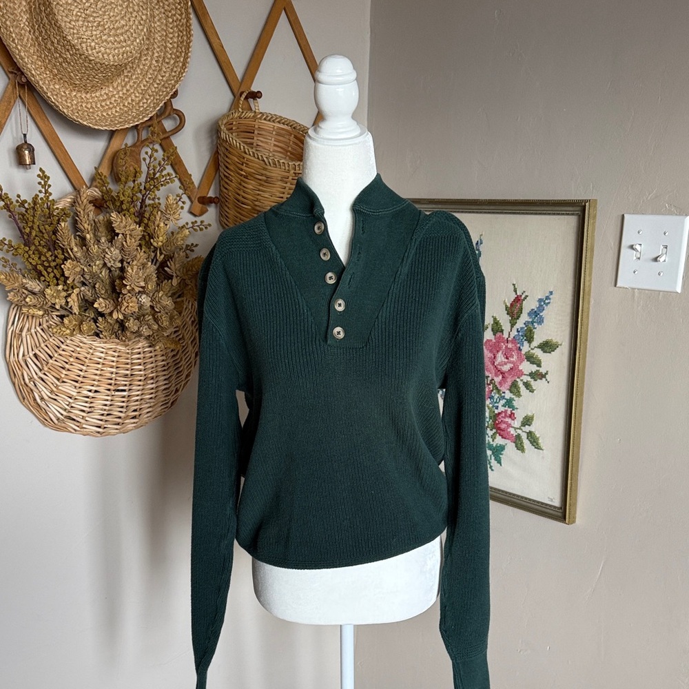 L.L. Bean Dark Green Women's Cowl Neck Sweater